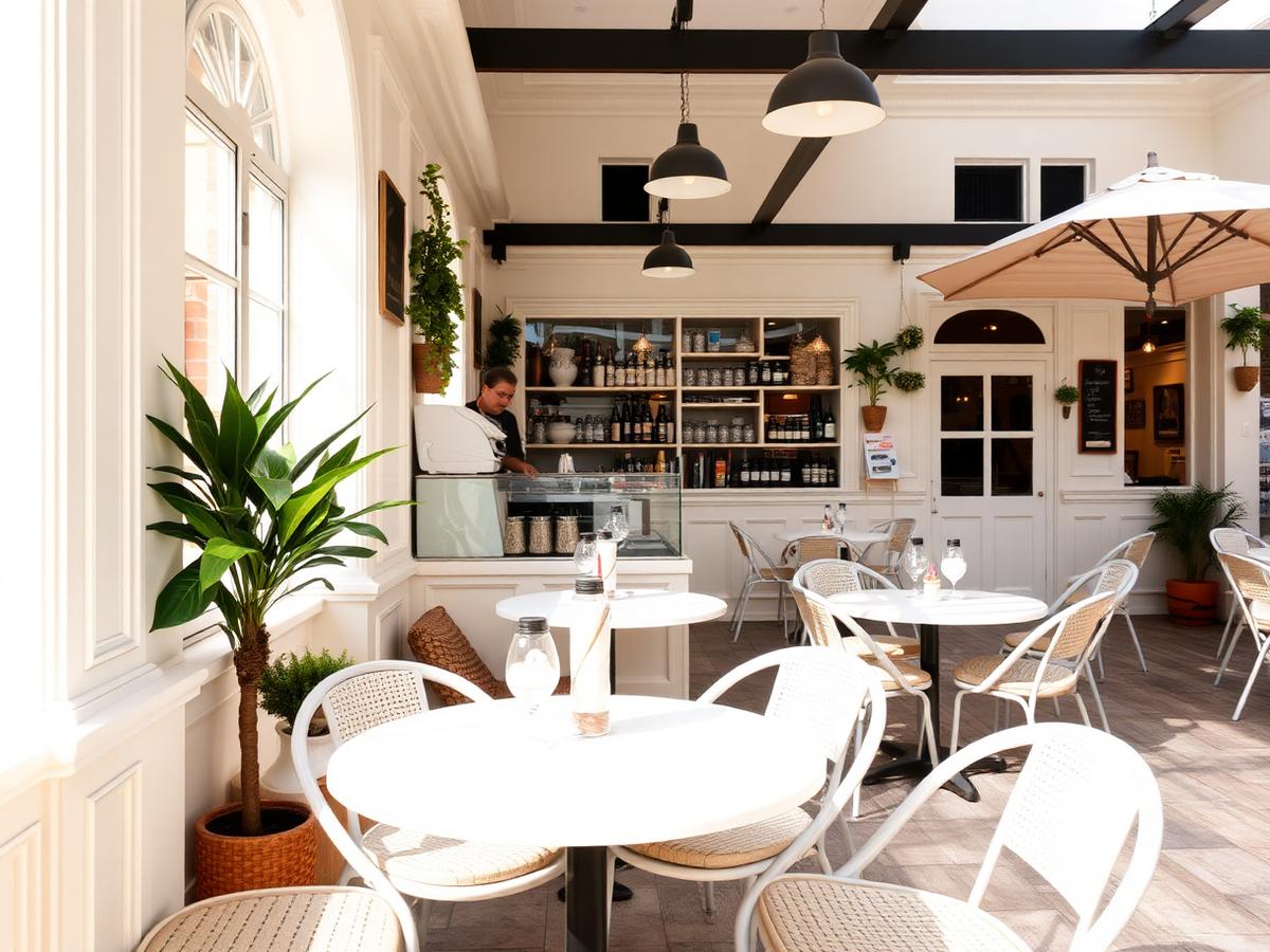 Gemütliche Sitzplätze im Eiscafé